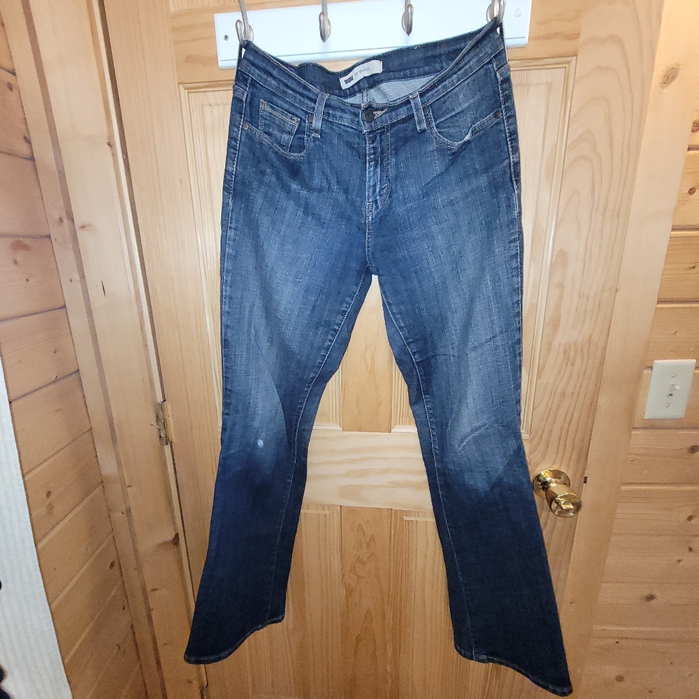 Levi's 515 Boot Cut Dark Wash Denim Blue Jeans w/ Subtle Fading Women's Size 6L